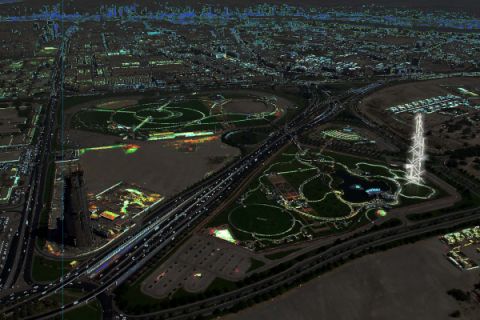 arial view at night