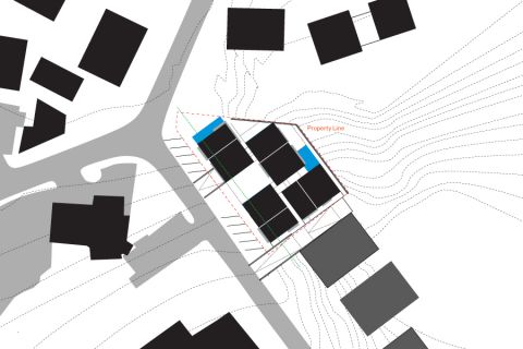 Site plan in Qurm, Oman - 4 villas on a sloping plot 