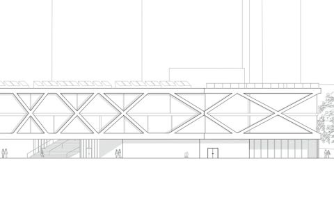 Vevey School - facade with cross beams